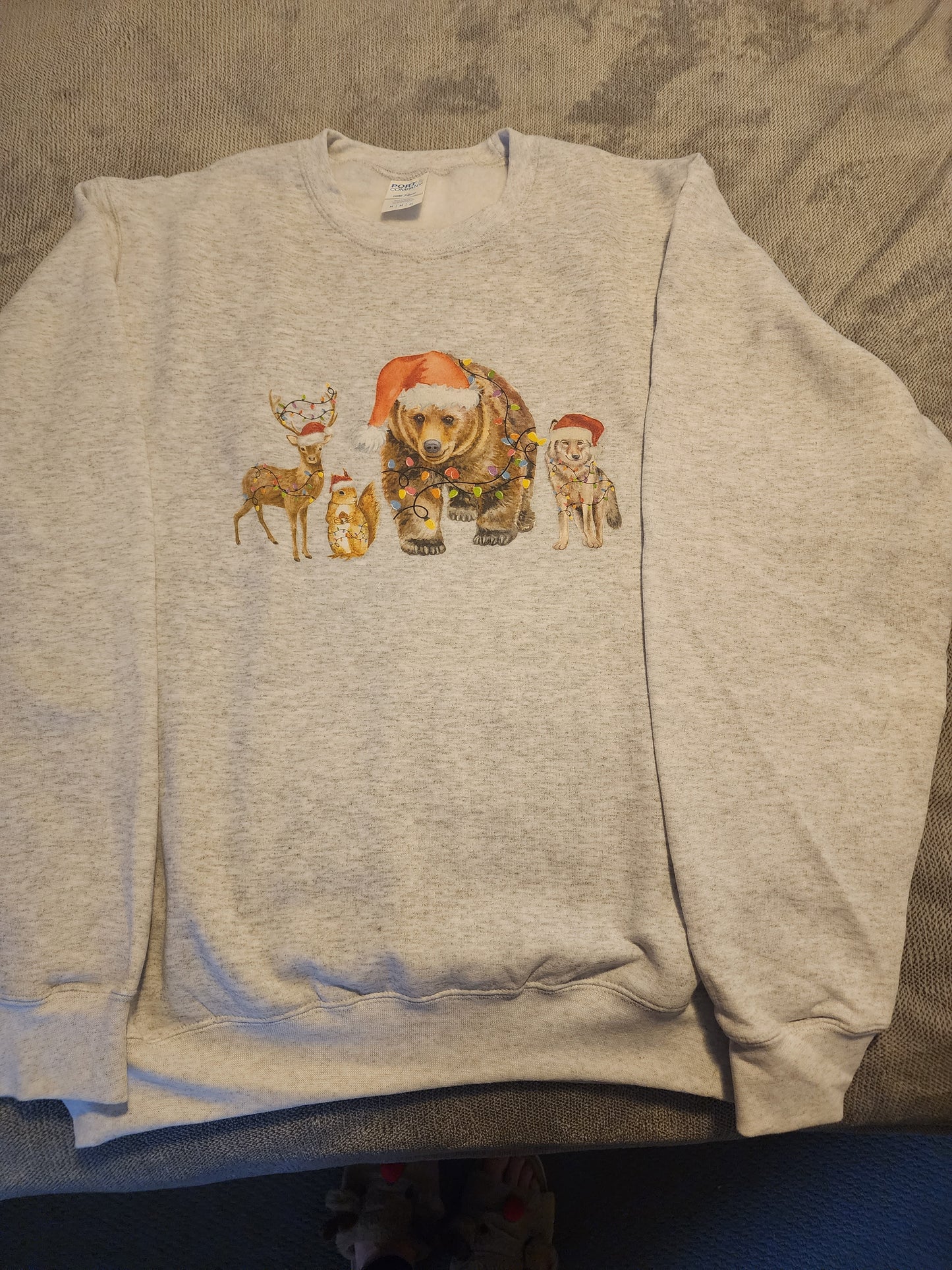 Animal Christmas Lights Sweatshirt, Merry Christmas Forest Animals Sweater, Animal Lover Xmas Shirt, Cute Cozy Christmas Crewneck Sweatshirt, Christmas Gift for Animal Lover