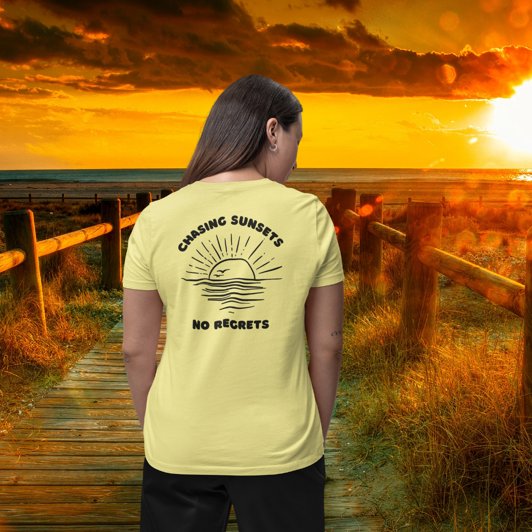 Chasing Sunsets No Regrets Tshirt, Sunset Tee, Summer Tshirt, Summer Clothing, Vacation Shirt, Summer Apparel, Gift for Her