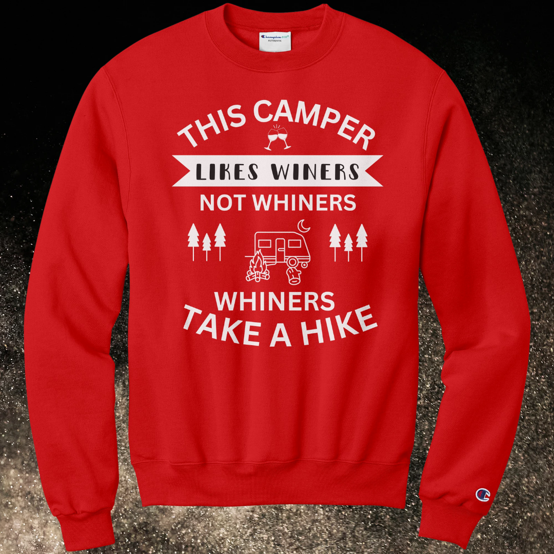 Funny Camping Sweater, Winers not Whiners Camp Sweatshirt, Caravan RV Sweater, Drinking Shirt, Alcohol Camping Gift, Camping Gift for Dad