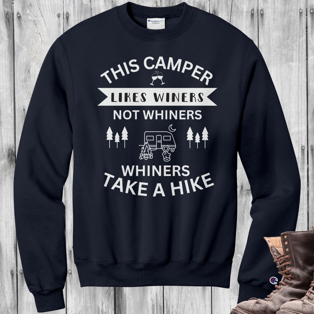 Funny Camping Sweater, Winers not Whiners Camp Sweatshirt, Caravan RV Sweater, Drinking Shirt, Alcohol Camping Gift, Camping Gift for Dad