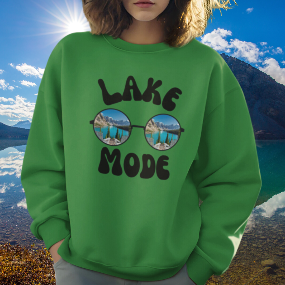 Lake Mode Camping Crewneck Sweatshirt, Adventure Lover, Lake Life, Travel Fall Sweater, Gift for Her