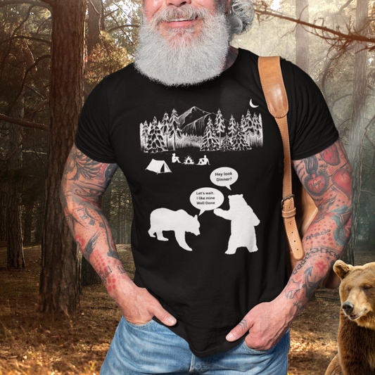 Funny Camping Bear Shirt, American Apparel Hiking Shirt, Camping / Caravan RV Gift for Him