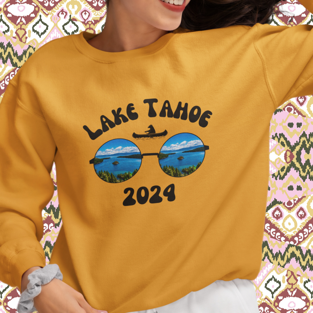 Lake Tahoe Sweatshirt with custom year, Lake Tahoe Sweater, Lake Tahoe Vacation, Lake Tahoe Clothing, Lake Life Clothing, Gift for Him/Her