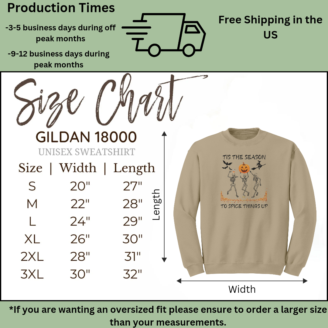 Tis the Season to Spice Things Up Fall Sweatshirt, Pumpkin Spice Coffee Sweater, Skeletons Dancing Halloween Sweater, Unisex Crewneck Sweatshirt