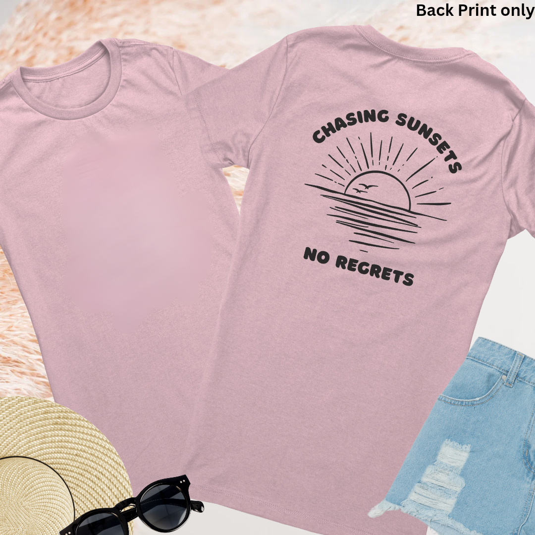 Chasing Sunsets No Regrets Tshirt, Sunset Tee, Summer Tshirt, Summer Clothing, Vacation Shirt, Summer Apparel, Gift for Her