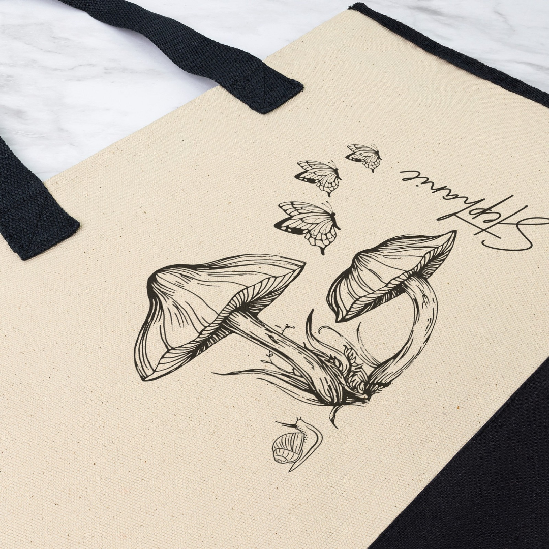 Personalized Cottagecore Tote Bag, Mushroom Tote Bag, Butterfly Tote Bag, Woodsy Bag, Bridesmaid Gift, Bridesmaid Tote Bag, Gift for Nature Lover, Gift for Her