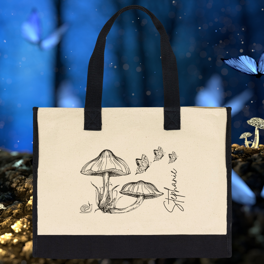 Personalized Cottagecore Tote Bag, Mushroom Tote Bag, Butterfly Tote Bag, Woodsy Bag, Bridesmaid Gift, Bridesmaid Tote Bag, Gift for Nature Lover, Gift for Her