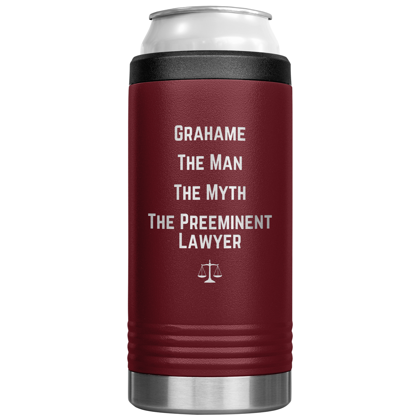 Funny_Personalized_Can_Cooler_Custom_Be_12oz_Koozie_Main_Maroon_Mockup.png