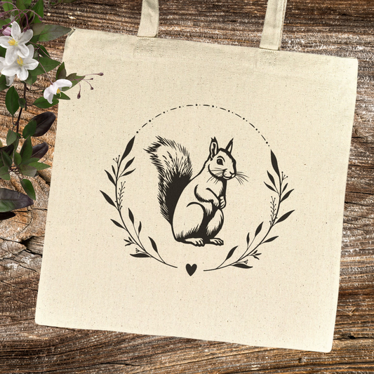 Squirrel Tote Bag, Nature Lover Bag, Squirrel Lover Gift, Cottagecore Bag, Squirrel Apparel, Recycled Eco-Friendly Bag, Reusable Grocery Bag, Gift for Her