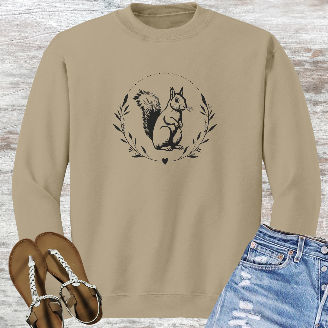 Squirrel Lover Sweatshirt, Animal Lover Sweater, Nature Lover Gift, Outdoorsy Sweater, Women's Crewneck Sweatshirt, Gift for Campers