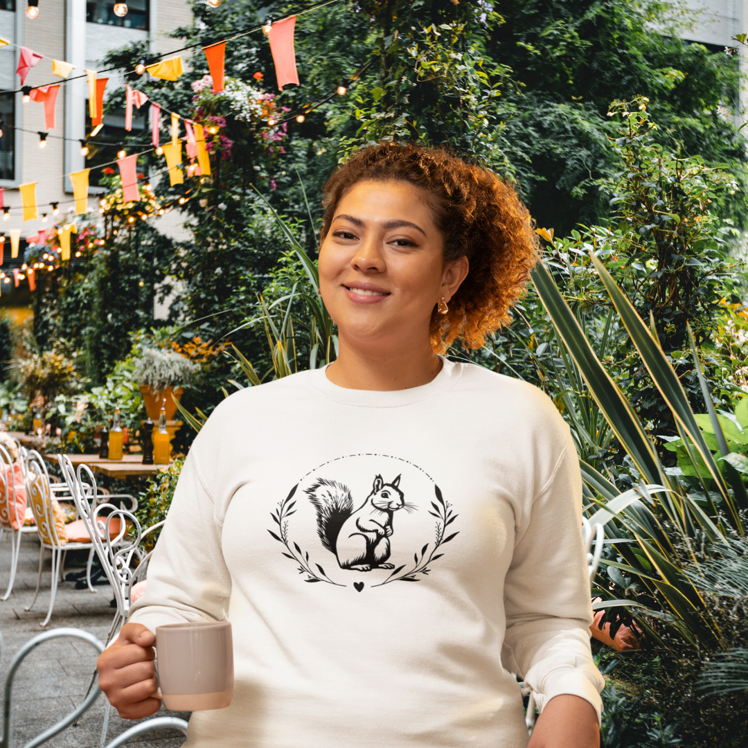 Squirrel Lover Sweatshirt, Animal Lover Sweater, Nature Lover Gift, Outdoorsy Sweater, Women's Crewneck Sweatshirt, Gift for Campers