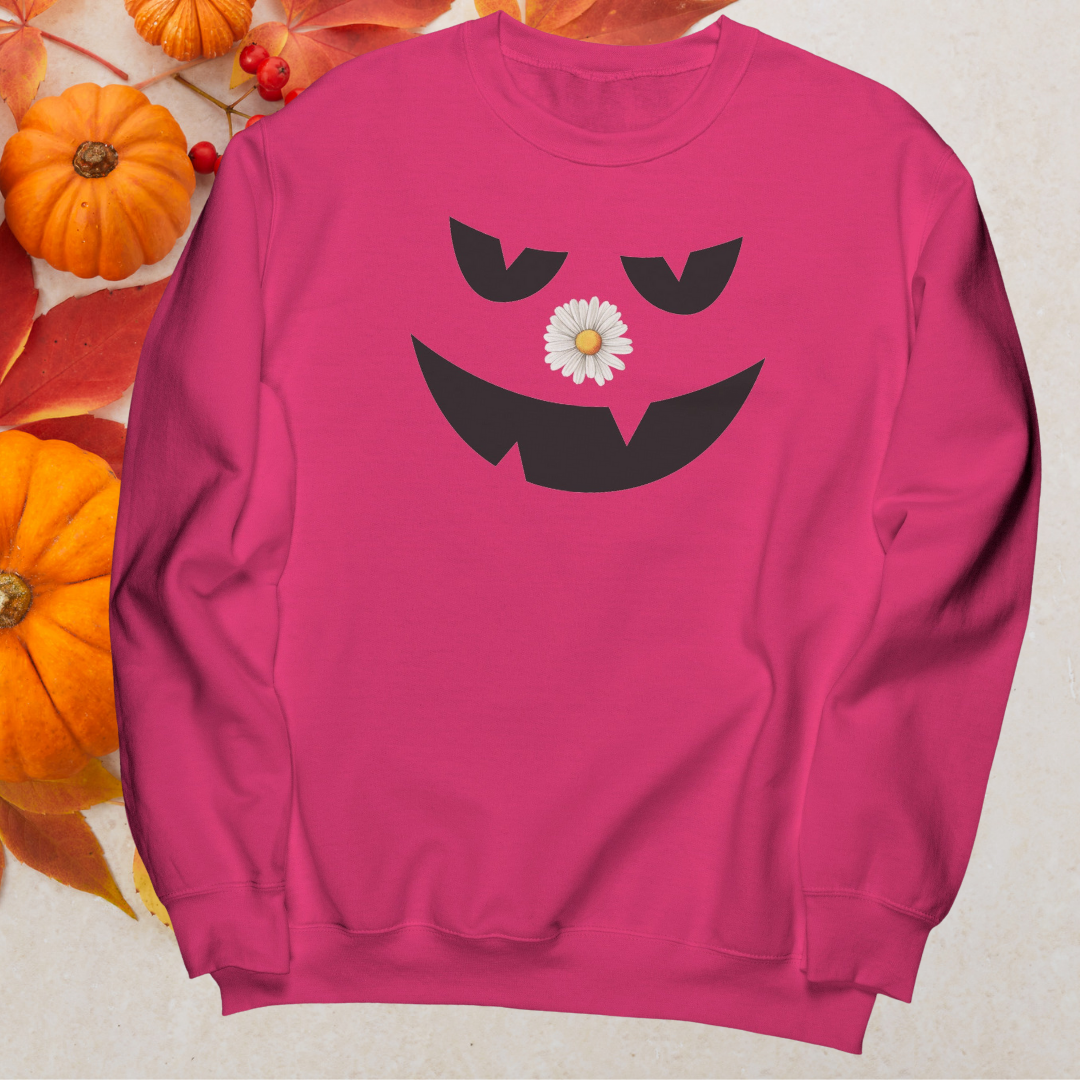 Halloween Sweatshirt, Jack O Lantern Scary Pumpkin Sweater, Daisy Sweatshirt, Cute Halloween Apparel, Fall Sweater