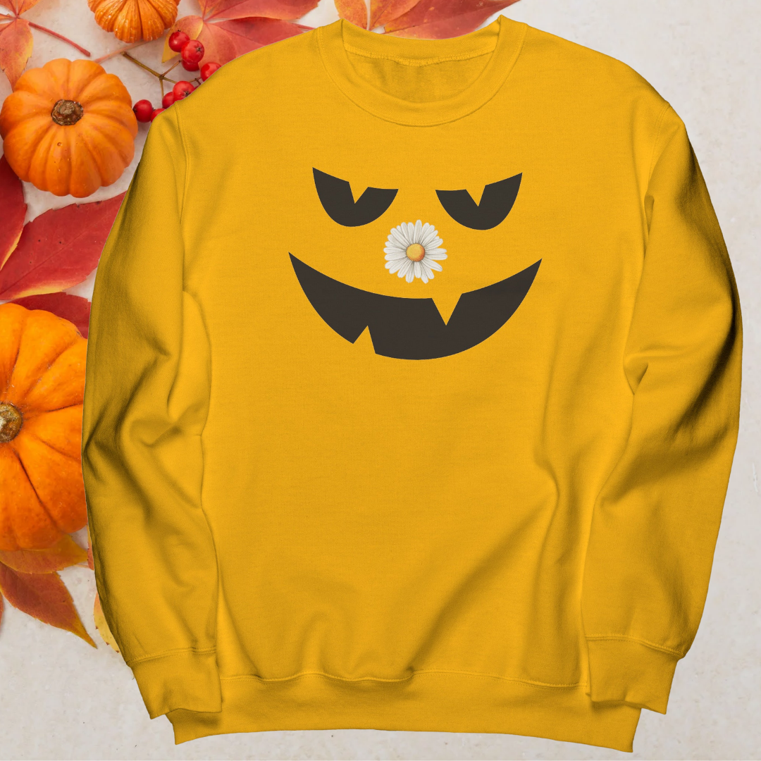 Halloween Sweatshirt, Jack O Lantern Scary Pumpkin Sweater, Daisy Sweatshirt, Cute Halloween Apparel, Fall Sweater