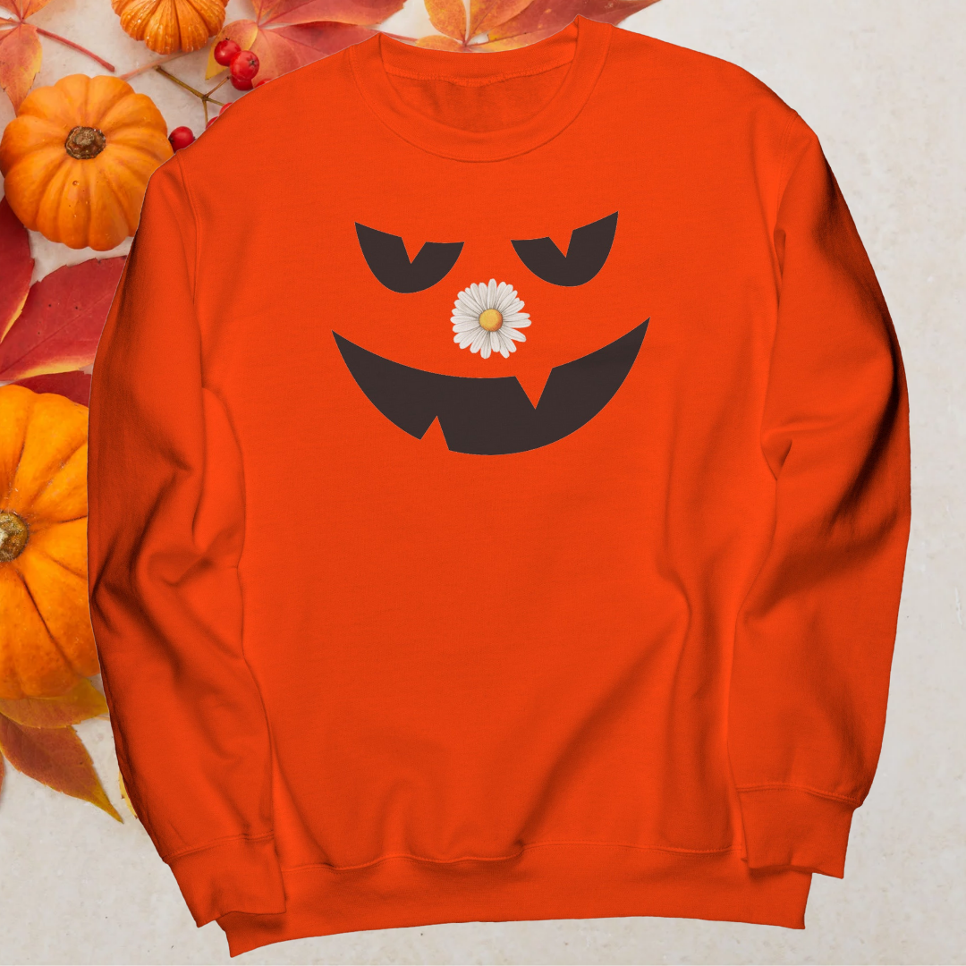 Halloween Sweatshirt, Jack O Lantern Scary Pumpkin Sweater, Daisy Sweatshirt, Cute Halloween Apparel, Fall Sweater