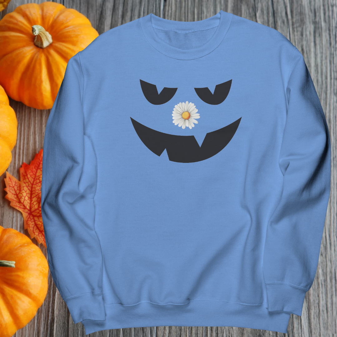 Halloween Sweatshirt, Jack O Lantern Scary Pumpkin Sweater, Daisy Sweatshirt, Cute Halloween Apparel, Fall Sweater
