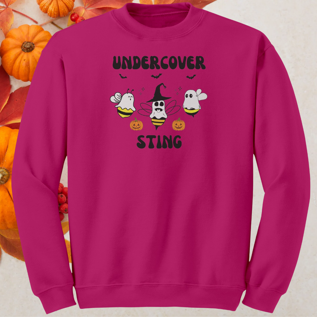 Halloween Ghost Sweatshirt, Undercover Sting Ghost Bees Sweater, Funny Halloween Trick or Treating Sweater, Halloween Apparel, Bee Sweatshirt
