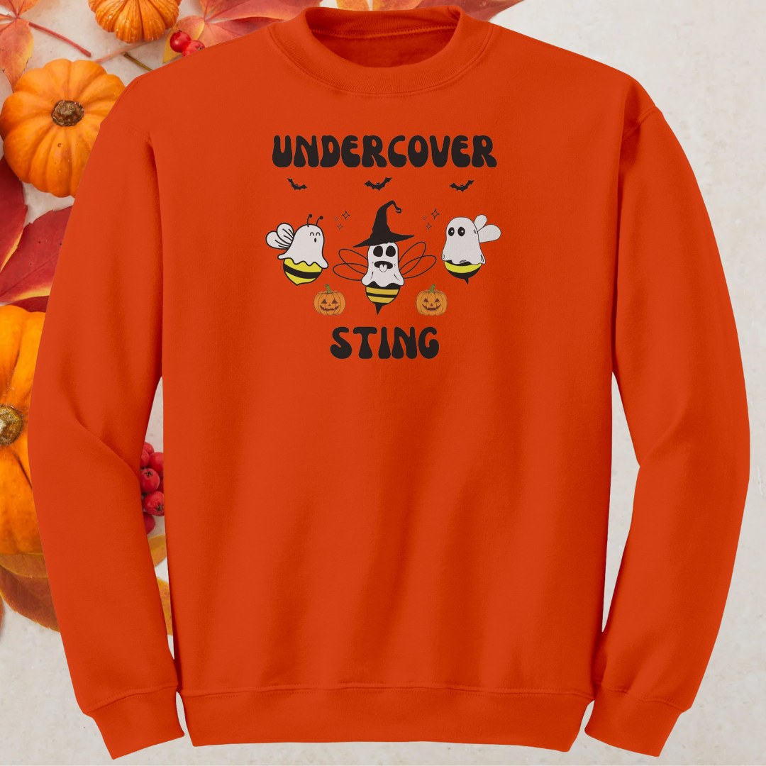 Halloween Ghost Sweatshirt, Undercover Sting Ghost Bees Sweater, Funny Halloween Trick or Treating Sweater, Halloween Apparel, Bee Sweatshirt