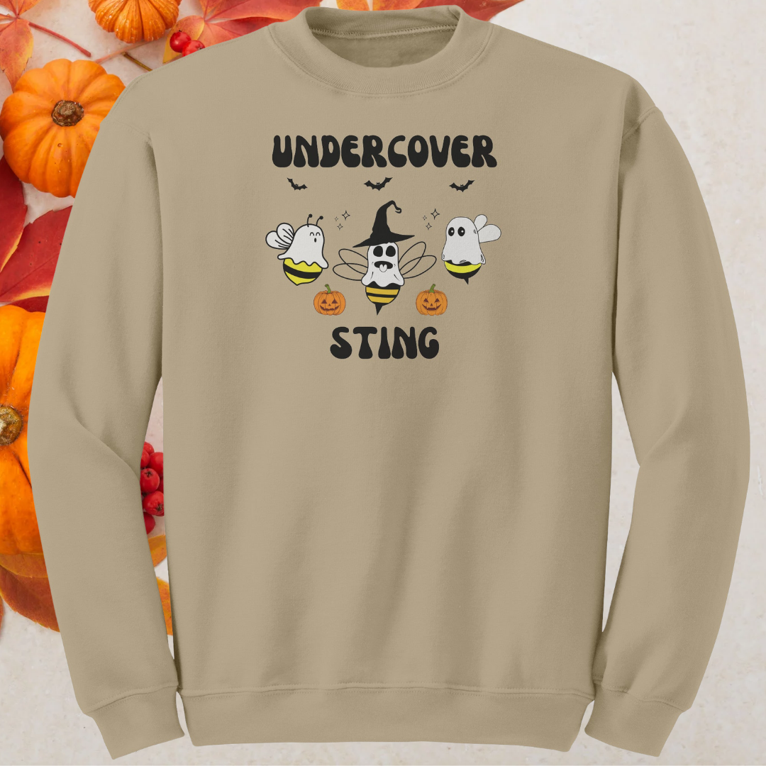Halloween Ghost Sweatshirt, Undercover Sting Ghost Bees Sweater, Funny Halloween Trick or Treating Sweater, Halloween Apparel, Bee Sweatshirt