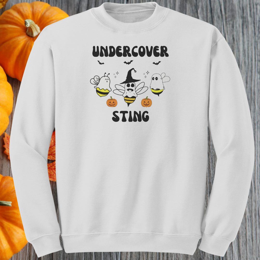 Halloween Ghost Sweatshirt, Undercover Sting Ghost Bees Sweater, Funny Halloween Trick or Treating Sweater, Halloween Apparel, Bee Sweatshirt