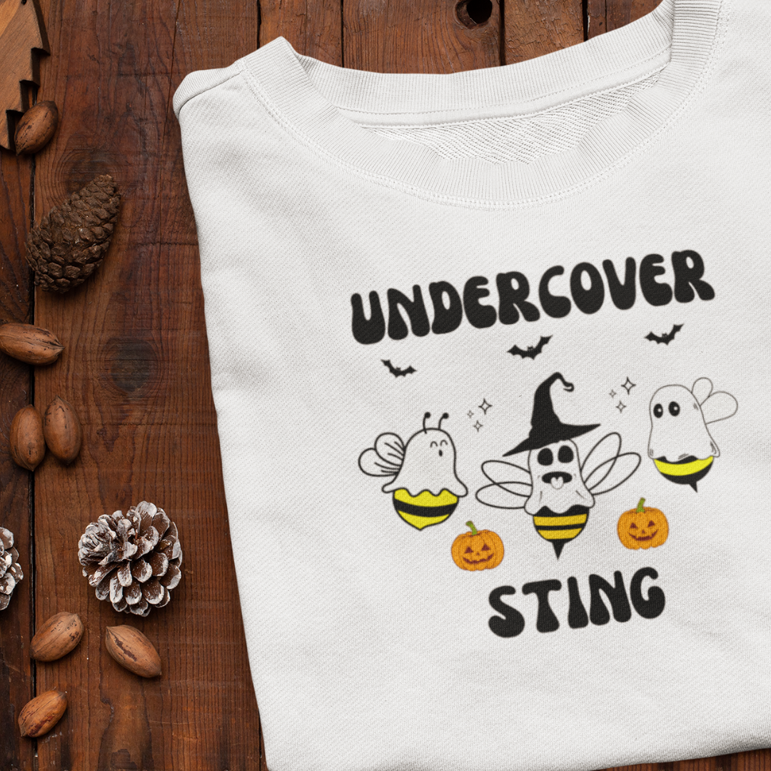 Halloween Ghost Sweatshirt, Undercover Sting Ghost Bees Sweater, Funny Halloween Trick or Treating Sweater, Halloween Apparel, Bee Sweatshirt