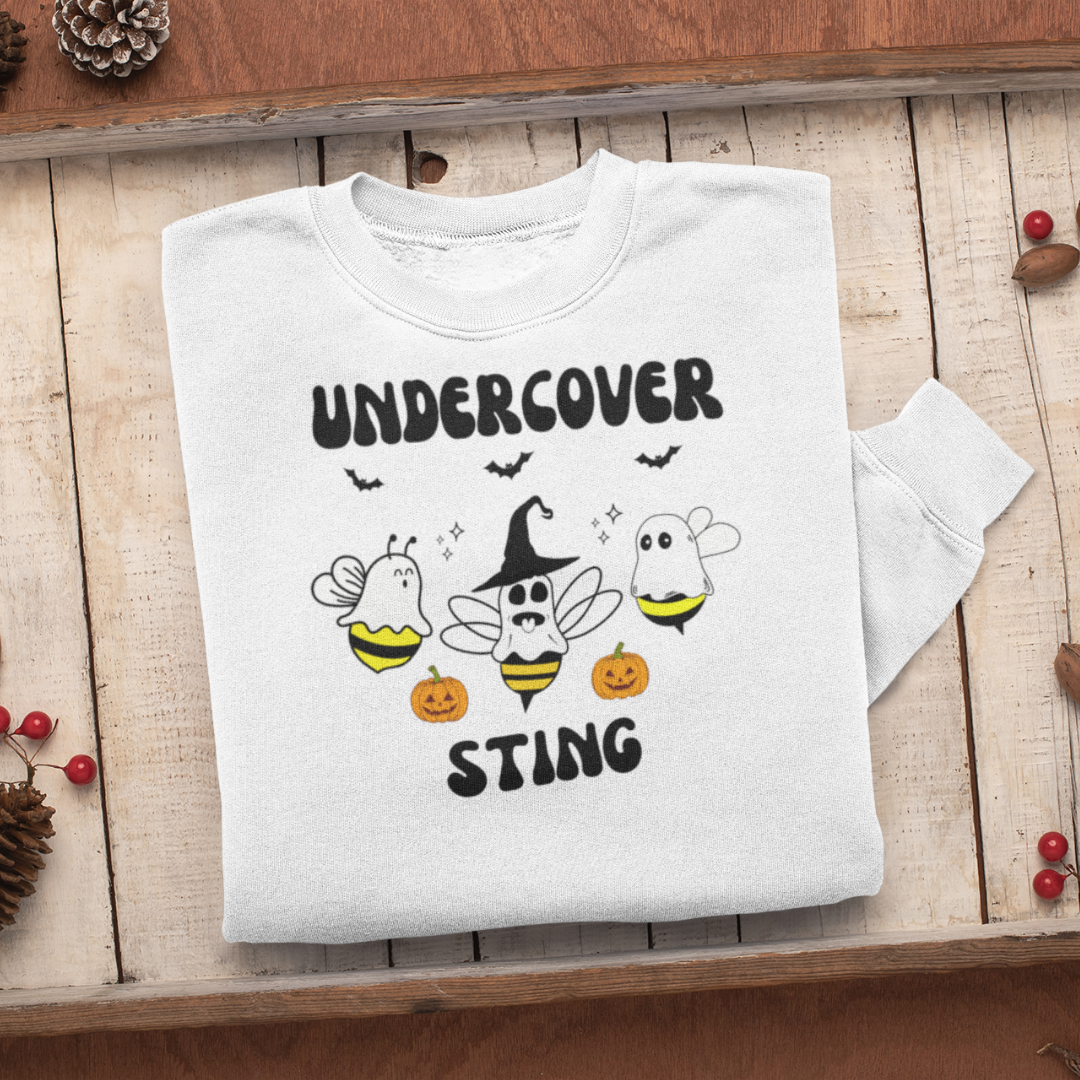 Halloween Ghost Sweatshirt, Undercover Sting Ghost Bees Sweater, Funny Halloween Trick or Treating Sweater, Halloween Apparel, Bee Sweatshirt