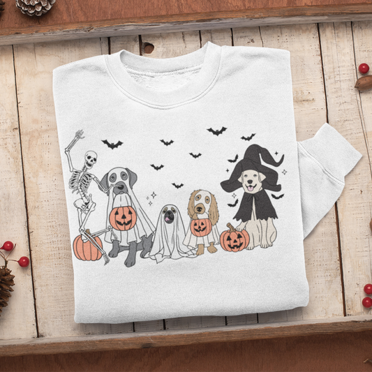 Funny Dog Halloween Sweatshirt, Cute Spooky Dog Skeleton Halloween Sweater, Dog Lover Sweater, Dog Mom Apparel, Vintage Halloween Sweatshirt
