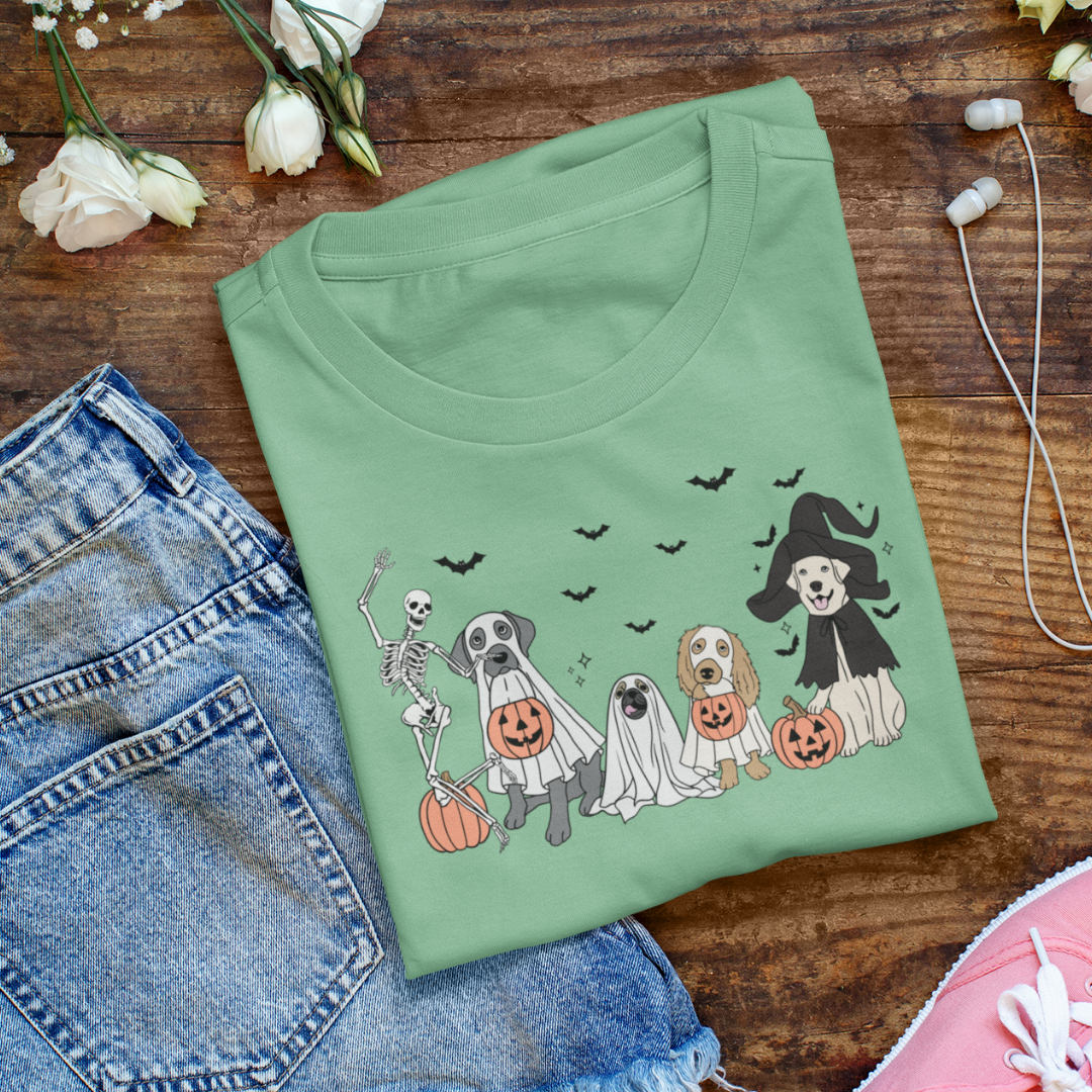 Funny Dog Halloween Shirt, Ghost Dogs Tshirt, Dog Skeleton Tee, Boop Dog Shirt, Dog Lover Shirt, Dog Mom Tee, Pumpkin Vintage Halloween Tee