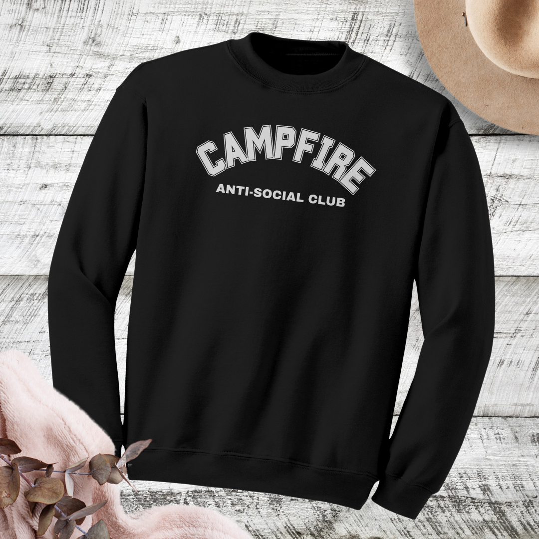 Campfire Anti-Social Club Sweatshirt, Sarcastic Camping Sweater, Hiking Sweater, Outdoors Sweatshirt, Mountain Sweatshirt, Nature Lover Gift