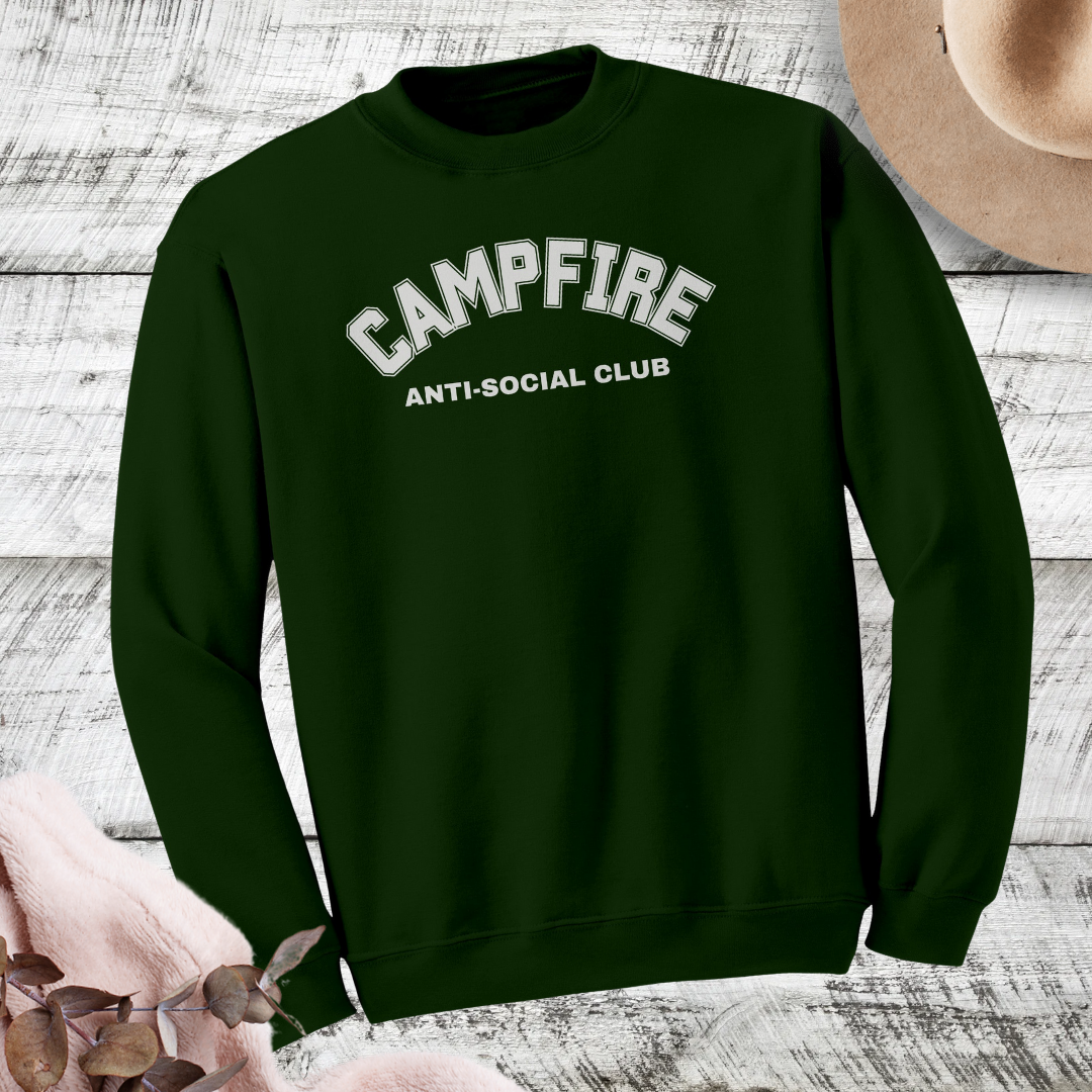 Campfire Anti-Social Club Sweatshirt, Sarcastic Camping Sweater, Hiking Sweater, Outdoors Sweatshirt, Mountain Sweatshirt, Nature Lover Gift