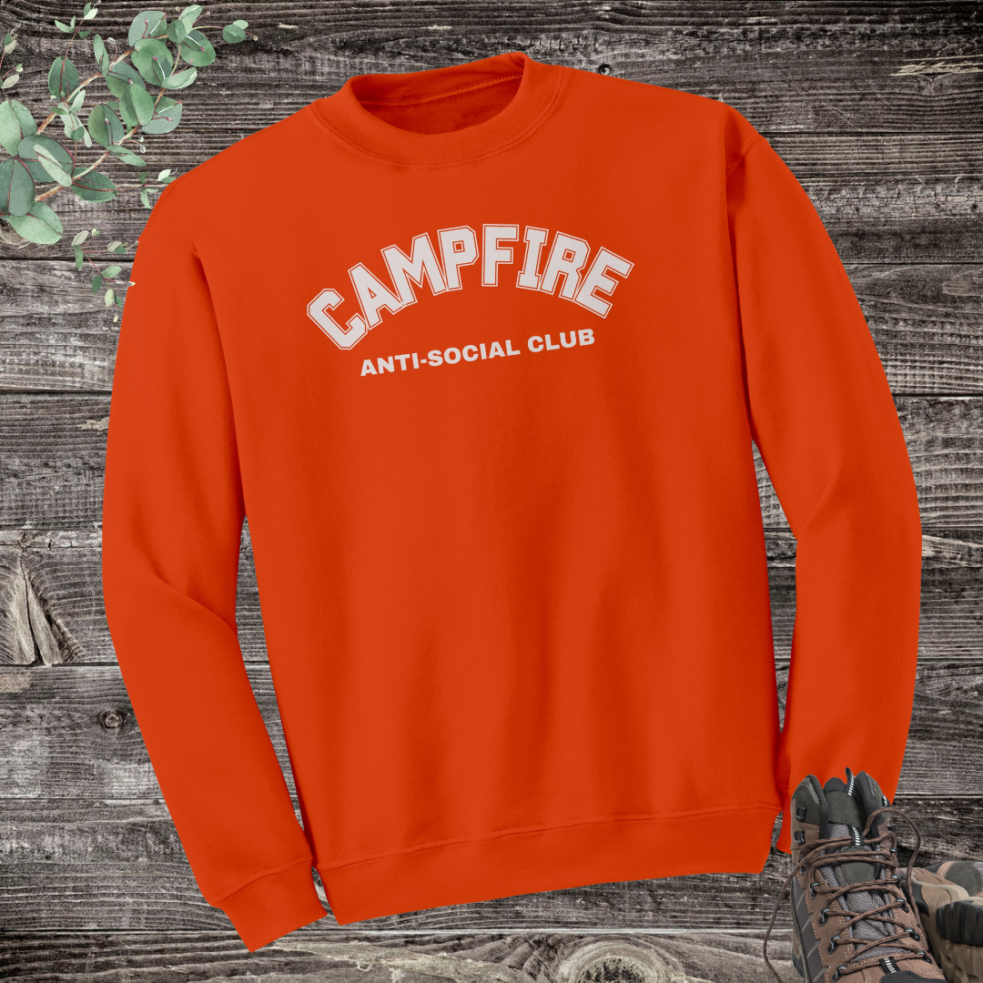 Campfire Anti-Social Club Sweatshirt, Sarcastic Camping Sweater, Hiking Sweater, Outdoors Sweatshirt, Mountain Sweatshirt, Nature Lover Gift