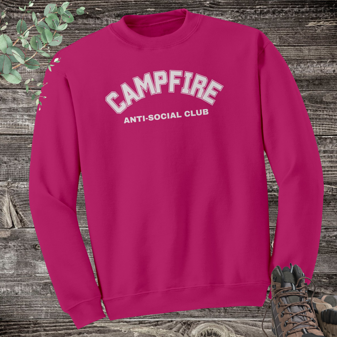 Campfire Anti-Social Club Sweatshirt, Sarcastic Camping Sweater, Hiking Sweater, Outdoors Sweatshirt, Mountain Sweatshirt, Nature Lover Gift