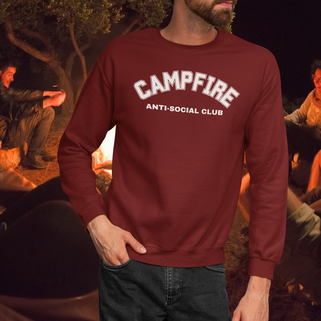 Campfire Anti-Social Club Sweatshirt, Sarcastic Camping Sweater, Hiking Sweater, Outdoors Sweatshirt, Mountain Sweatshirt, Nature Lover Gift