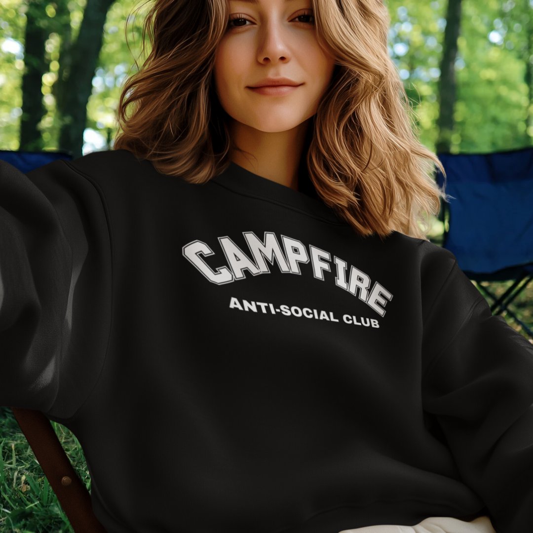 Campfire Anti-Social Club Sweatshirt, Sarcastic Camping Sweater, Hiking Sweater, Outdoors Sweatshirt, Mountain Sweatshirt, Nature Lover Gift