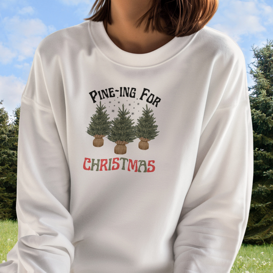 Christmas Pine Tree Sweater, Pine-ing for Christmas Sweatshirt, Christmas Snowflake Sweatshirt, Xmas Lover Sweater, Nature Lover Sweater, Hiking Sweatshirt,  Retro Vintage Christmas Sweater