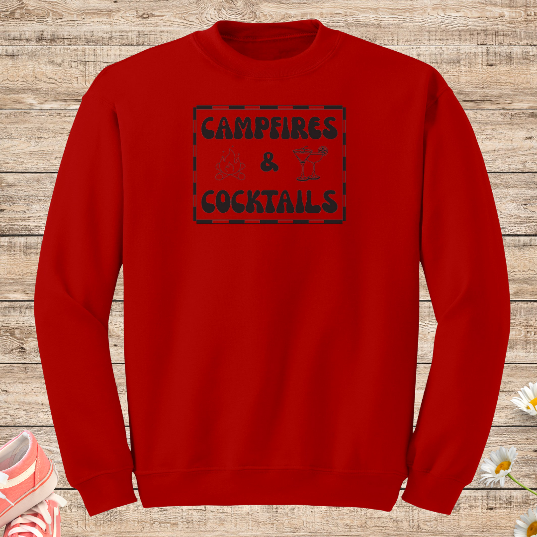 Campfires and Cocktails Sweatshirt, Retro Camping Sweater, Outdoorsy Sweatshirt, RV Sweatshirt, Caravan Sweater, Hiking Sweater, Nature Lover Gift, Vintage Sweater