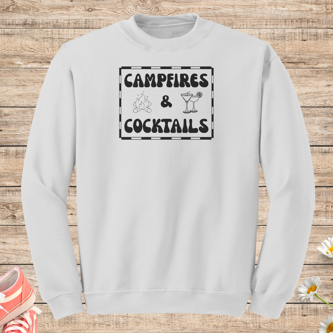 Campfires and Cocktails Sweatshirt, Retro Camping Sweater, Outdoorsy Sweatshirt, RV Sweatshirt, Caravan Sweater, Hiking Sweater, Nature Lover Gift, Vintage Sweater