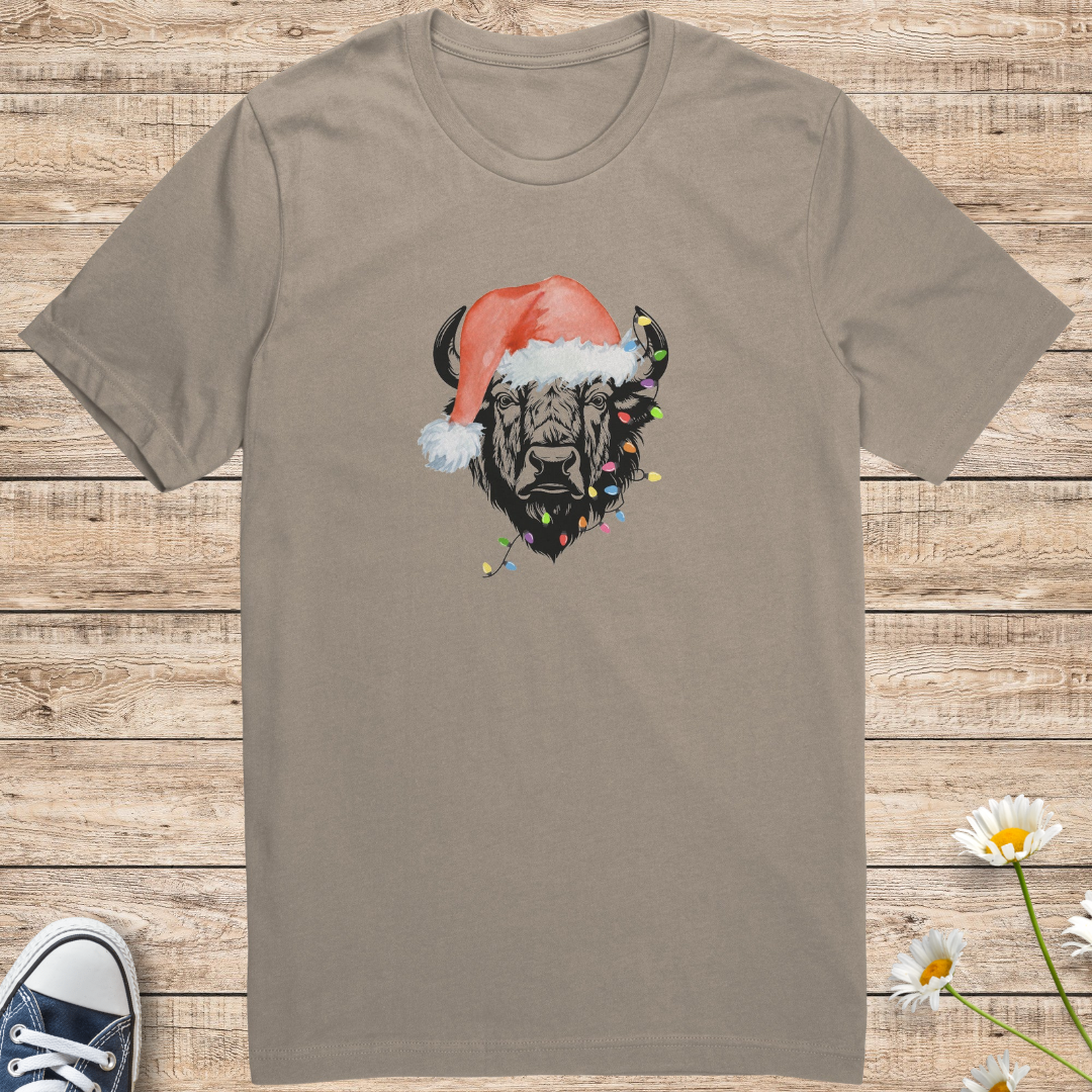 Bison Christmas Shirt, Christmas Lights Bison Shirt, Bison Lover Christmas Shirt, Buffalo Christmas Camping Shirt, Gift for Bison National Parks Lover