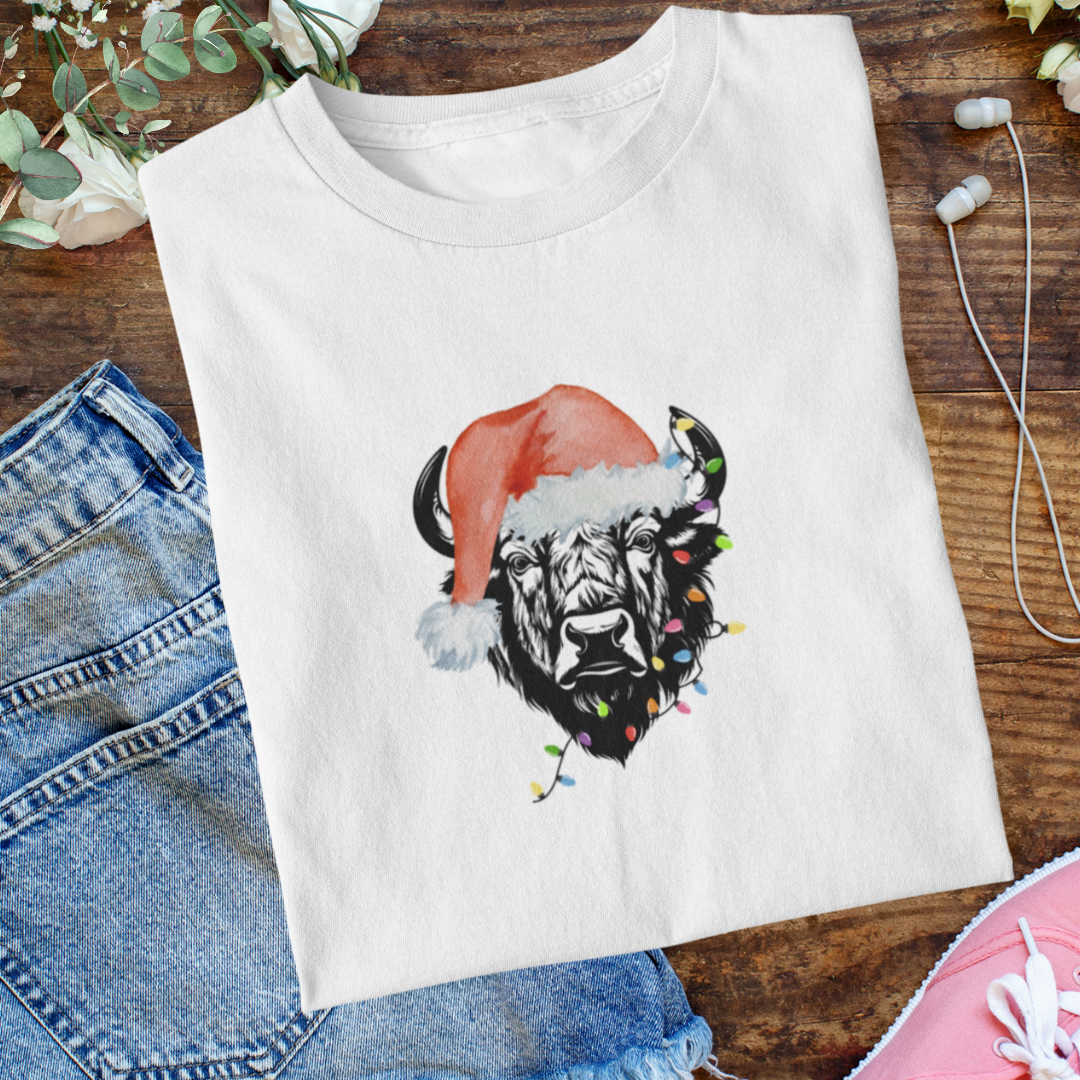 Bison Christmas Shirt, Christmas Lights Bison Shirt, Bison Lover Christmas Shirt, Buffalo Christmas Camping Shirt, Gift for Bison National Parks Lover