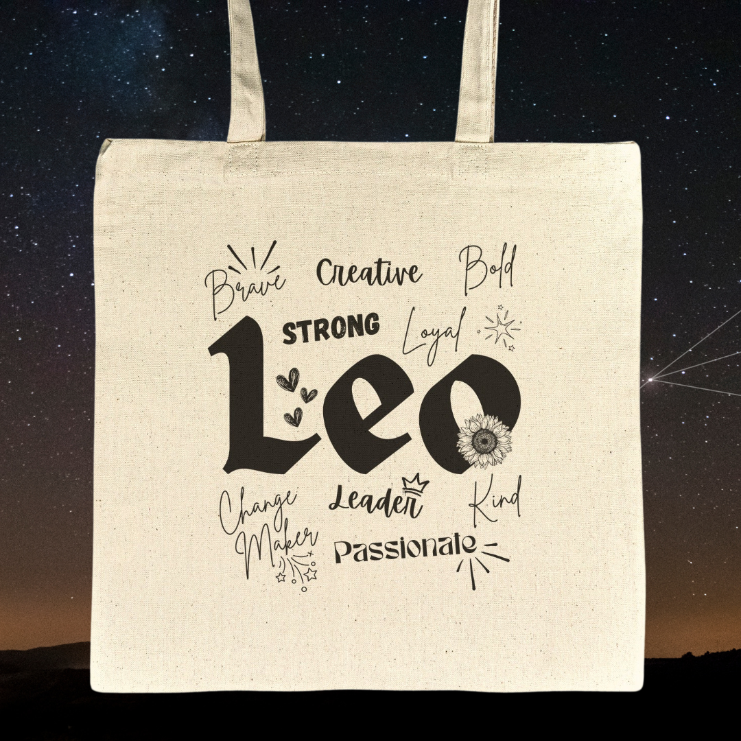 Leo Tote Bag, Leo Zodiac Recycled Carry Bag, Leo Star Sign Beach Bag, Astrology Gift for Leo, Birthday Gift for Leo, Leo Gift Ideas