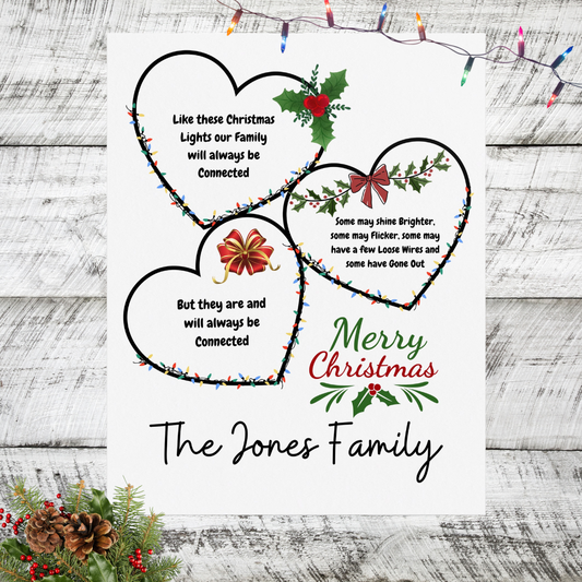 Christmas Hearts Wall Hanging Decor, Personalized Heartfelt Family Xmas Decoration, Funny Christmas Gift for Grandmother
