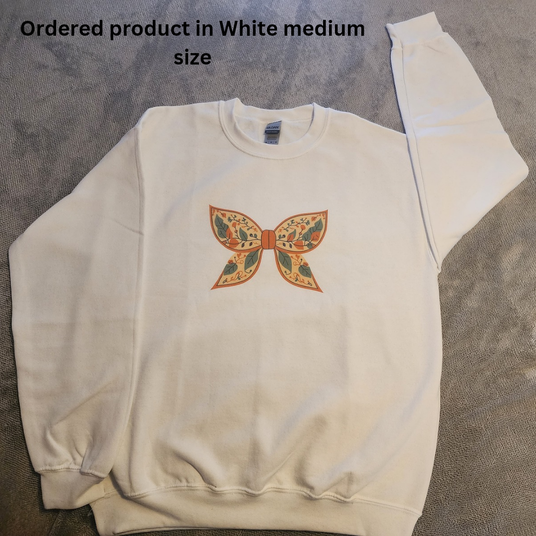 Retro Fall Coquette Bow Sweatshirt, Autumn Floral Sweater, Cute Colorful Vintage Sweatshirt, Outdoorsy Graphic Sweatshirt, Gift for Nature Lover