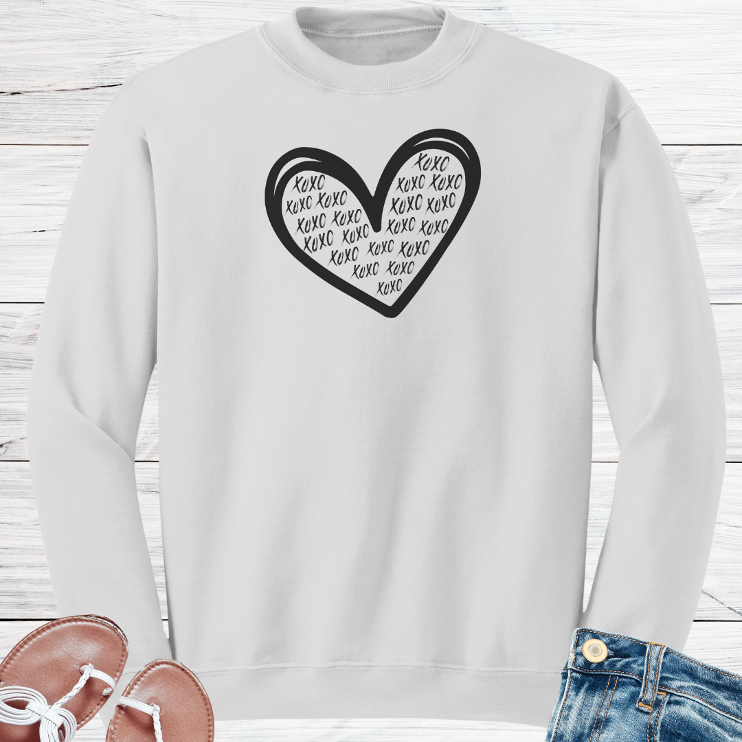 XOXO Valentine's Day Heart Sweatshirt, Love Hearts Sweater, Kindness Motivational Sweatshirt, Graphic Graffiti Streetwear, Valentine's Day Gift for Her