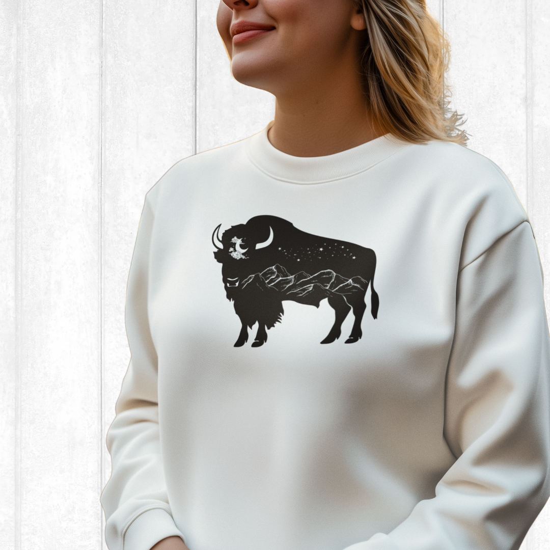 Bison Lover Sweatshirt, Buffalo Sweater, National Parks Camper Clothing, Nature Lover Gift, Outdoorsy Sweatshirt, Camp Gift