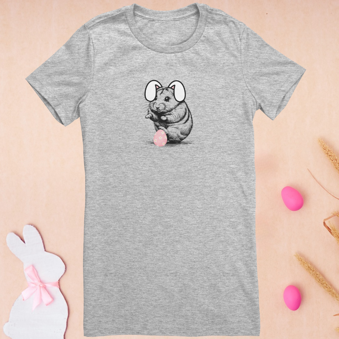 Cute Women's Easter Shirt, Hamster Shirt, Bunny Ears Tshirt, Easter Gift for Her, Easter Apparel, Rodent Collection