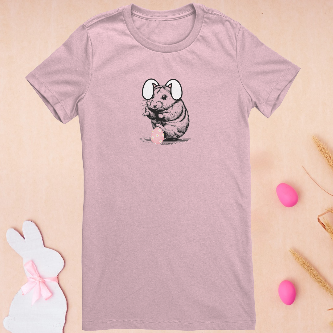 Cute Women's Easter Shirt, Hamster Shirt, Bunny Ears Tshirt, Easter Gift for Her, Easter Apparel, Rodent Collection