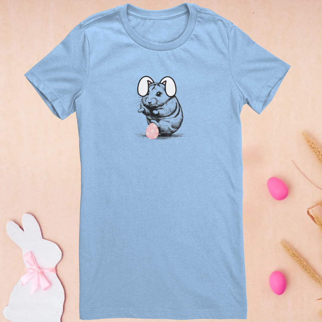 Cute Women's Easter Shirt, Hamster Shirt, Bunny Ears Tshirt, Easter Gift for Her, Easter Apparel, Rodent Collection