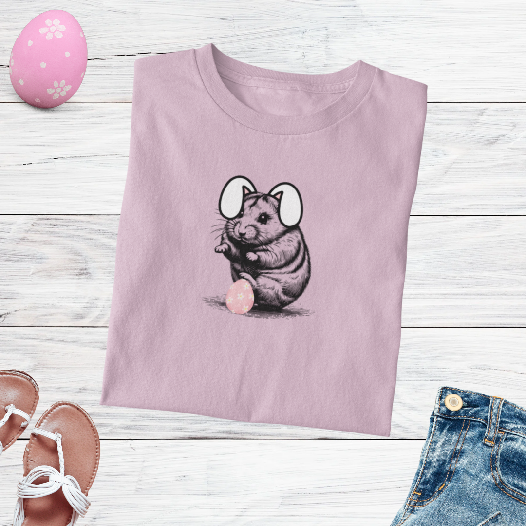 Cute Women's Easter Shirt, Hamster Shirt, Bunny Ears Tshirt, Easter Gift for Her, Easter Apparel, Rodent Collection