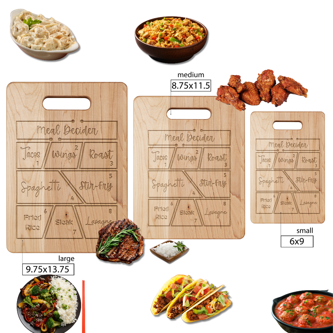 Cute Kitchen Decor, House-warming Gift, Meal Decider Cutting Board, Gift for Cook, Gift for Mother's Day, Wedding Gift