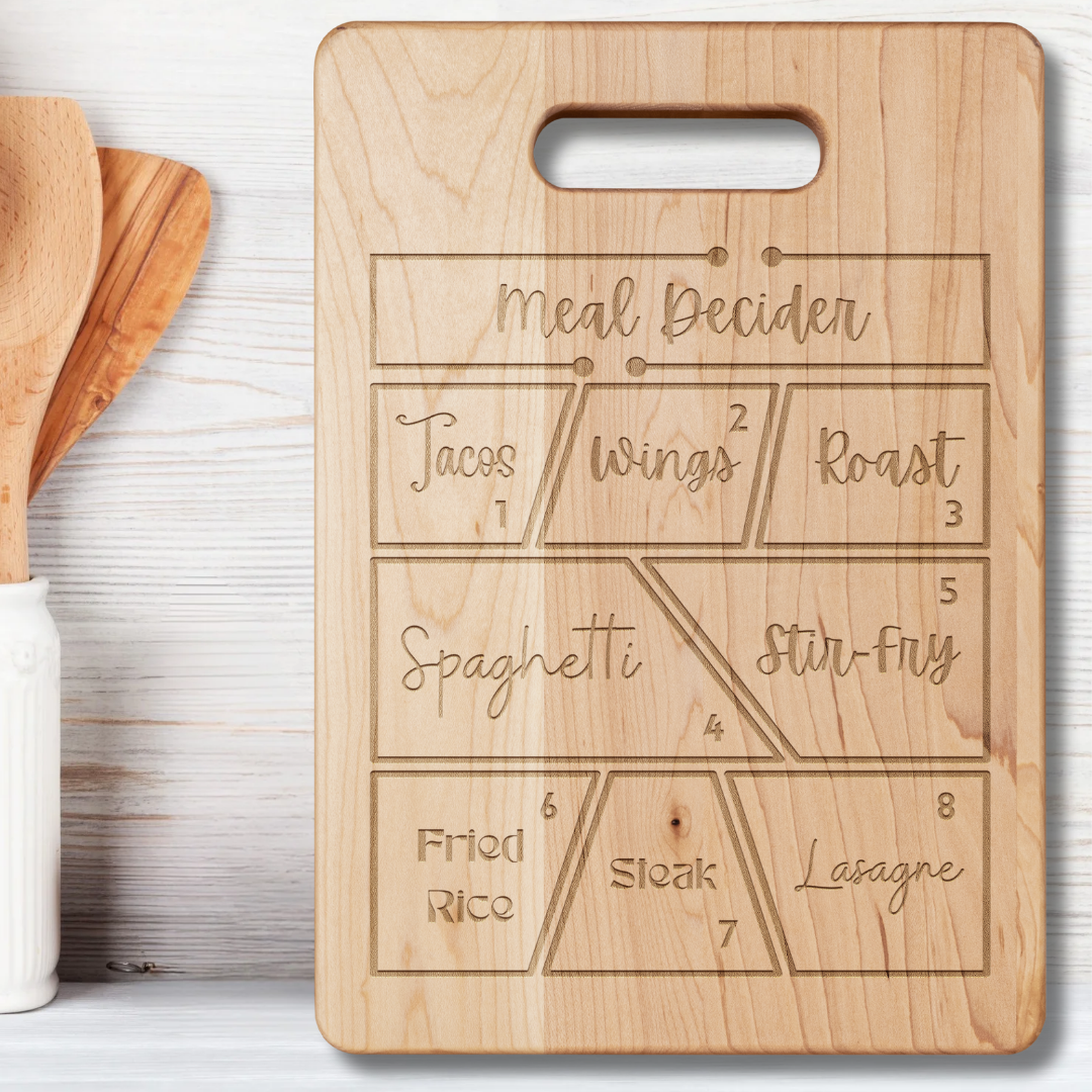 Cute Kitchen Decor, House-warming Gift, Meal Decider Cutting Board, Gift for Cook, Gift for Mother's Day, Wedding Gift