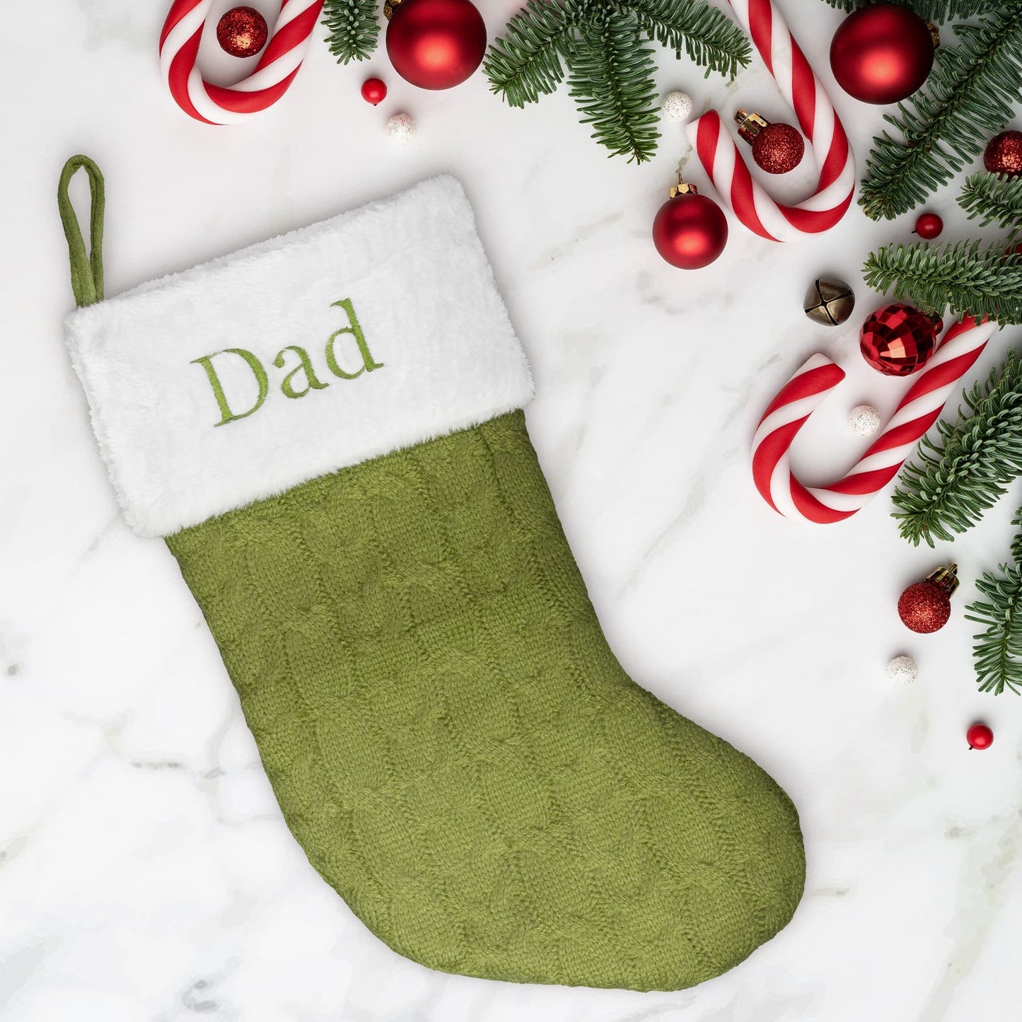 Personalized Christmas Stocking, Embroided Cable Knit Christmas Stocking with Fur Cuff, Custom Christmas Decor, Family Christmas Stockings, Pet Christmas Stocking with Hanging Loop